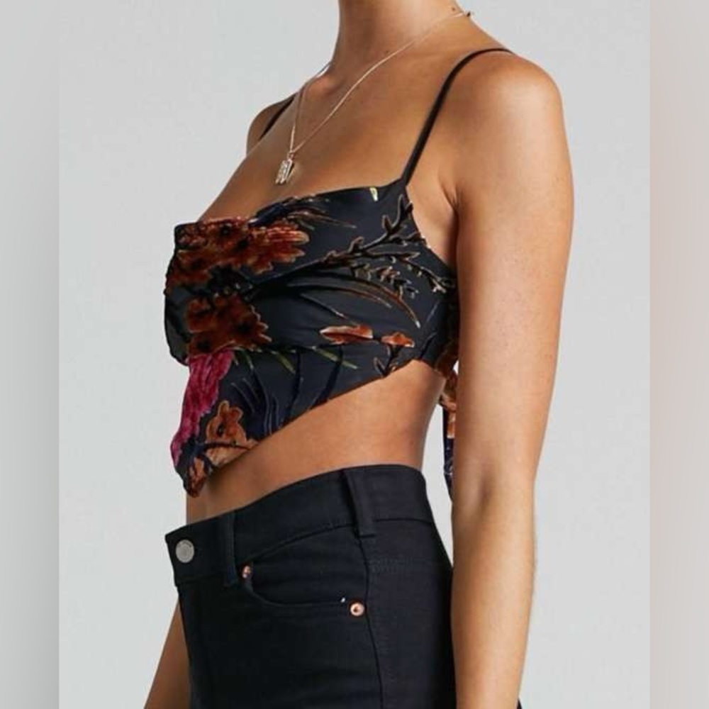WeWoreWhat Flocked Velvet Cowl‎ Top S NWOT